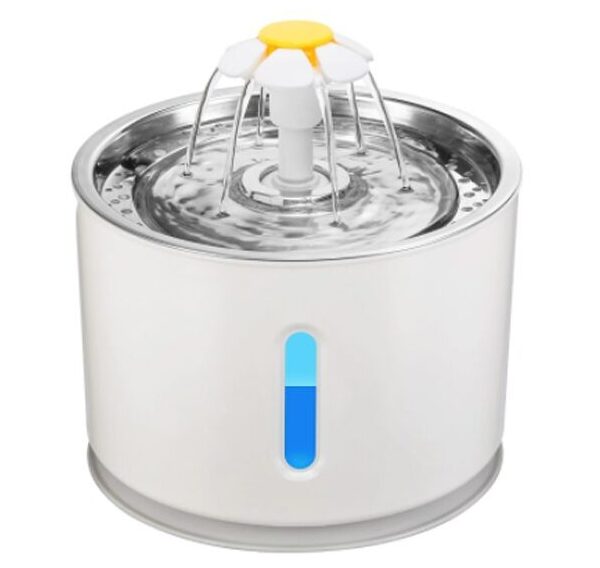 Fuente de Agua Flor Redonda con Luz Led Acero Inoxidable 2,4lts