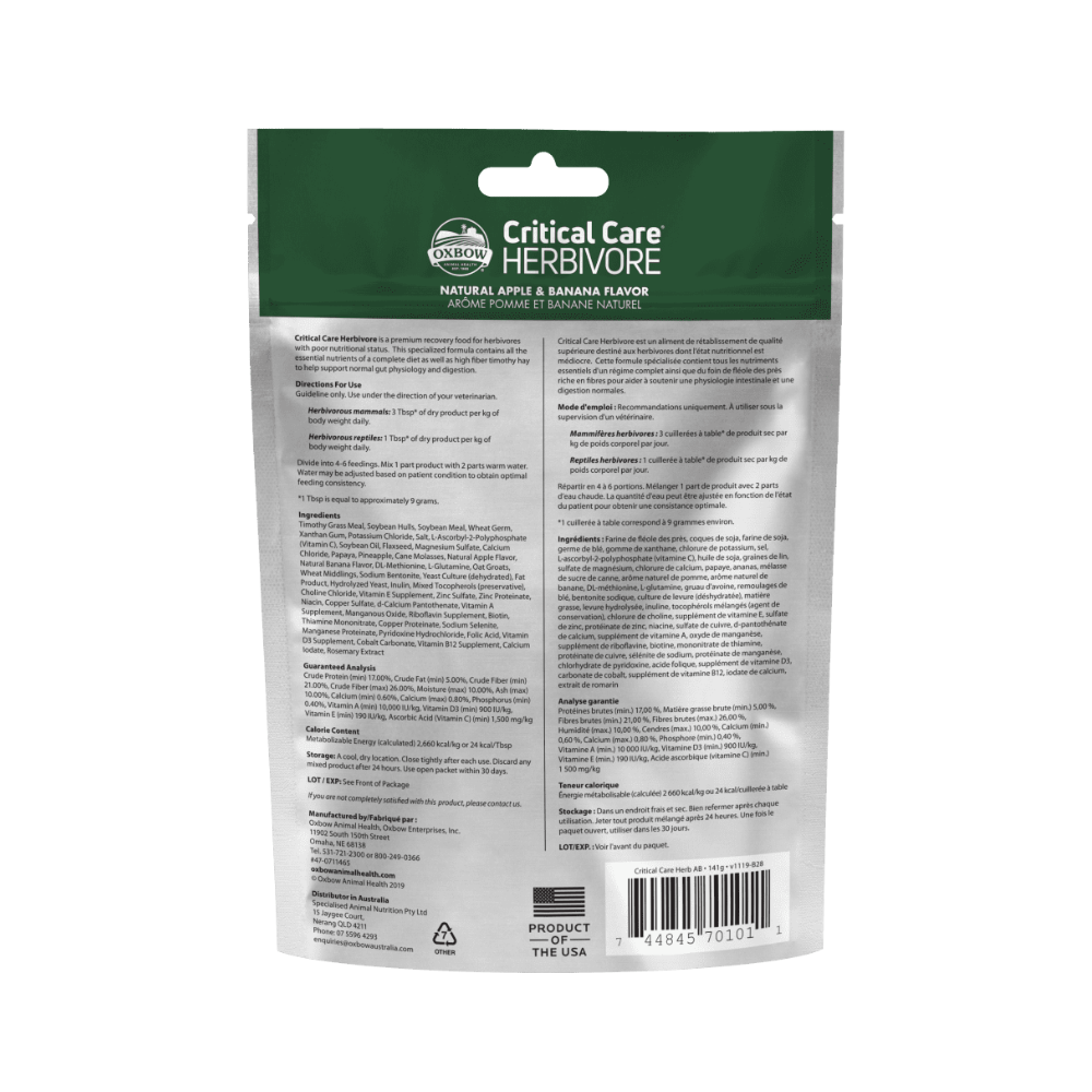 Alimento de Recuperación Critical Care 141g Man-Ban Oxbow
