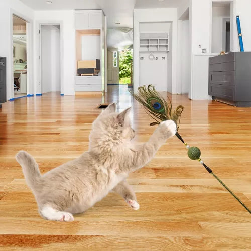 Juguete Para Gatos Plumilla Con Bola de Catnip
