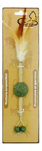 Vara de sisal con plumas y campanas (24cm)