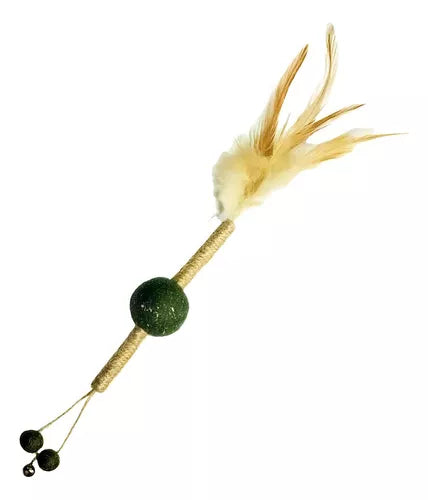 Vara de sisal con plumas y campanas (24cm)