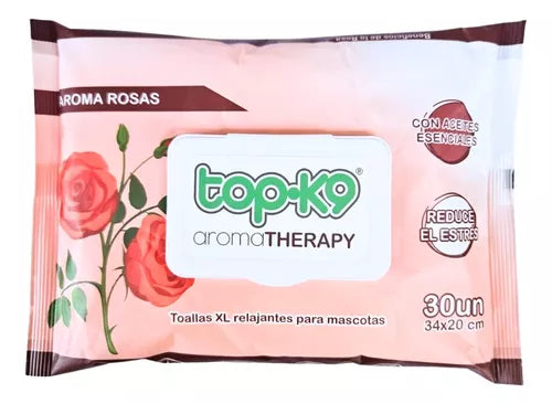Toallitas Humedas Topk9 XL Therapy Rosas 30u 34x20cm