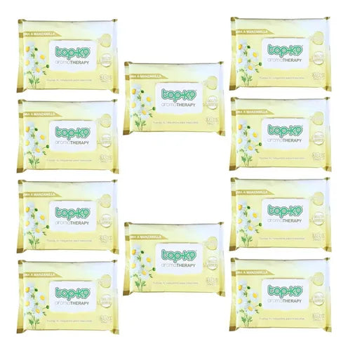 Toallitas Humedas Topk9 Aroma therapy 300u Xl 34x20cm (Manzanilla)