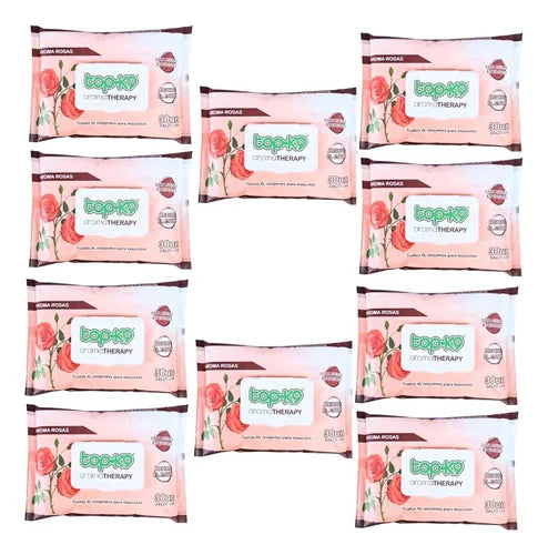 Toallitas Humedas Topk9 Aroma therapy 300u Xl 34x20cm (Rosas)