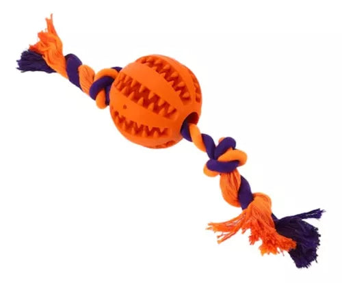 Bola con dientes + cuerda 7x28cm
