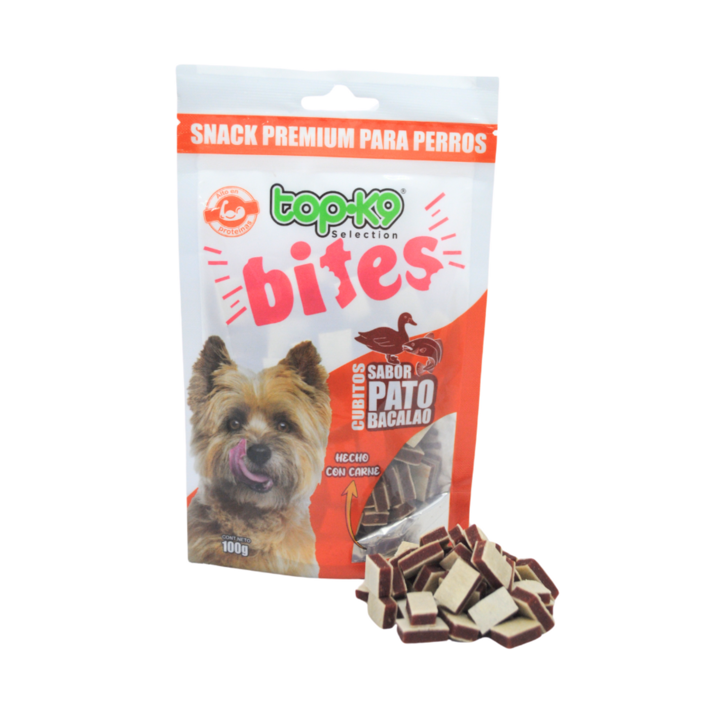 Snack Bites Cubitos Pato y Bacalao 100g Para Perros TopK9