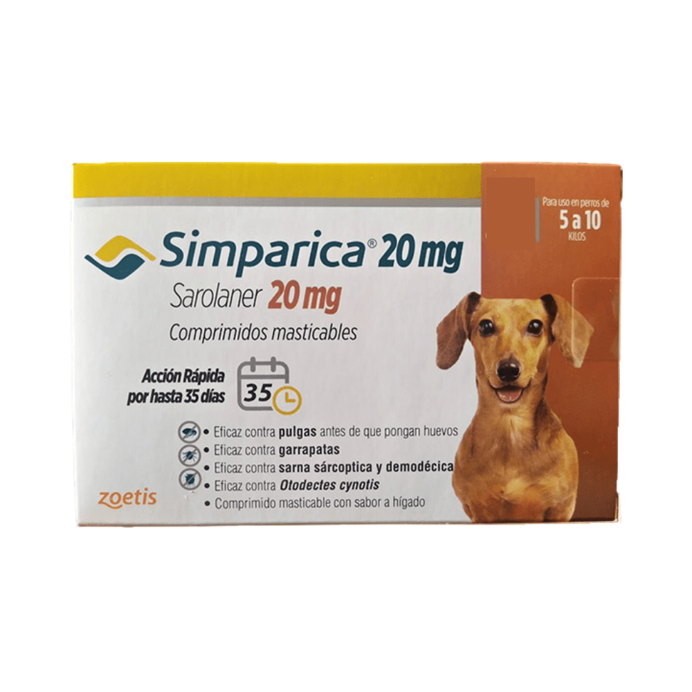 Simparica Masticable 20mg 5-10kg (3 Comp)