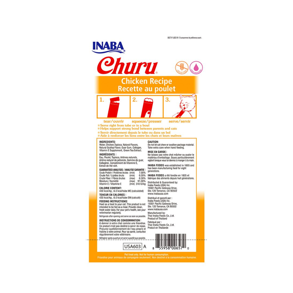 Churu de pollo 56g/14g x4 Tubos