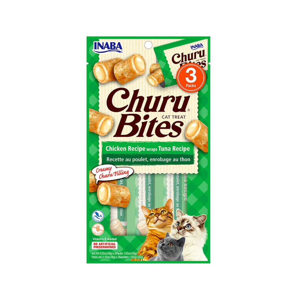 Churu Bites de pollo con atún 30g/10g x3 Sachets Wraps