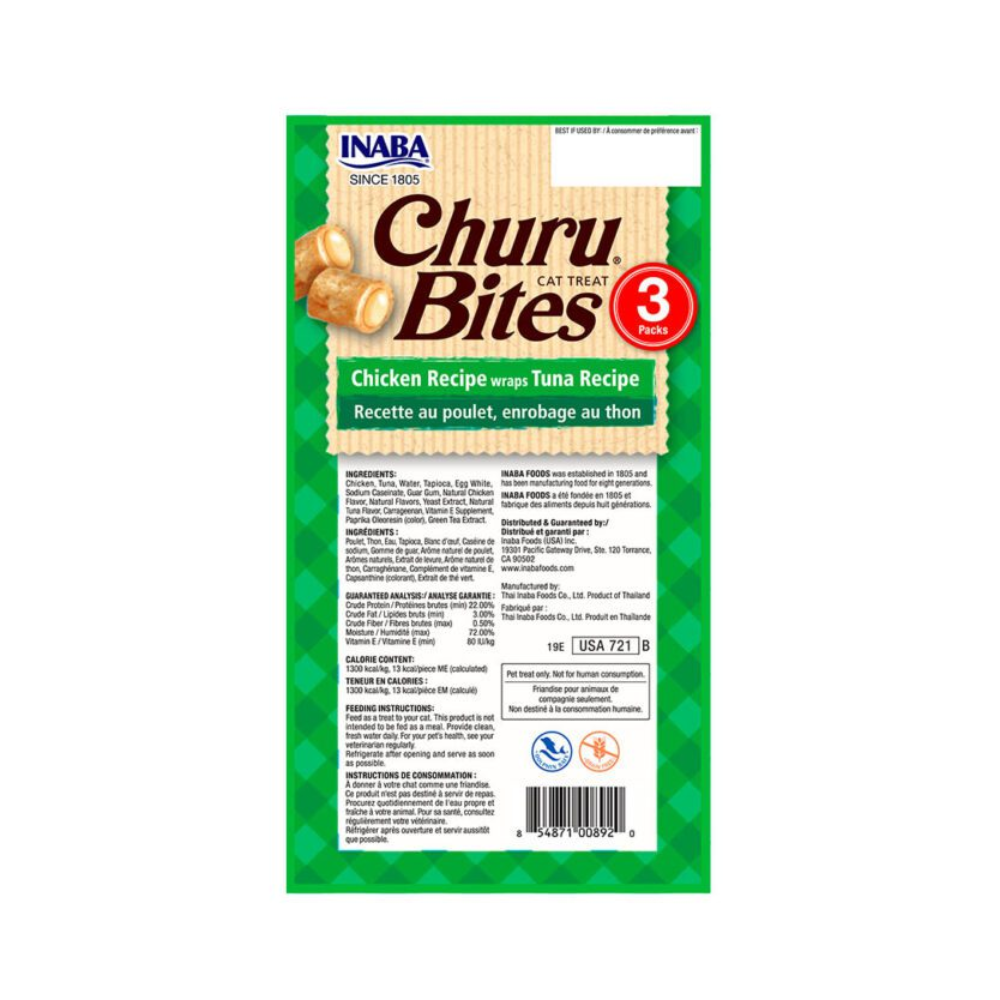 Churu Bites de pollo con atún 30g/10g x3 Sachets Wraps