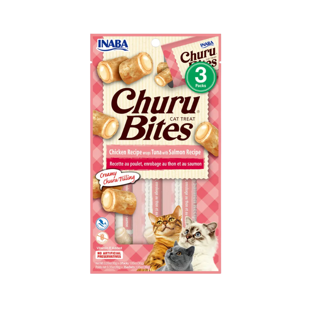 Churu Bites de pollo con atún y salmón 30g/10g x3 Sachets Wraps