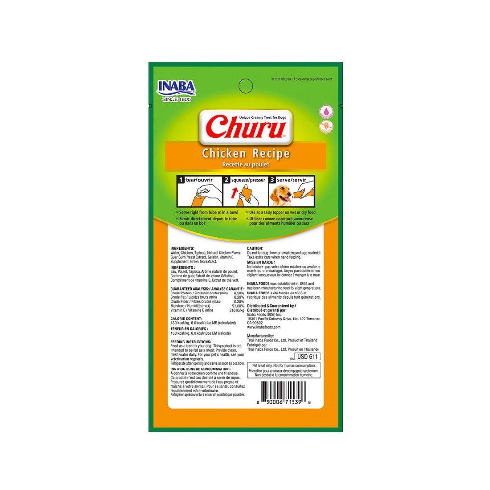 Dog Churu de pollo 56g/14g x4 Tubos