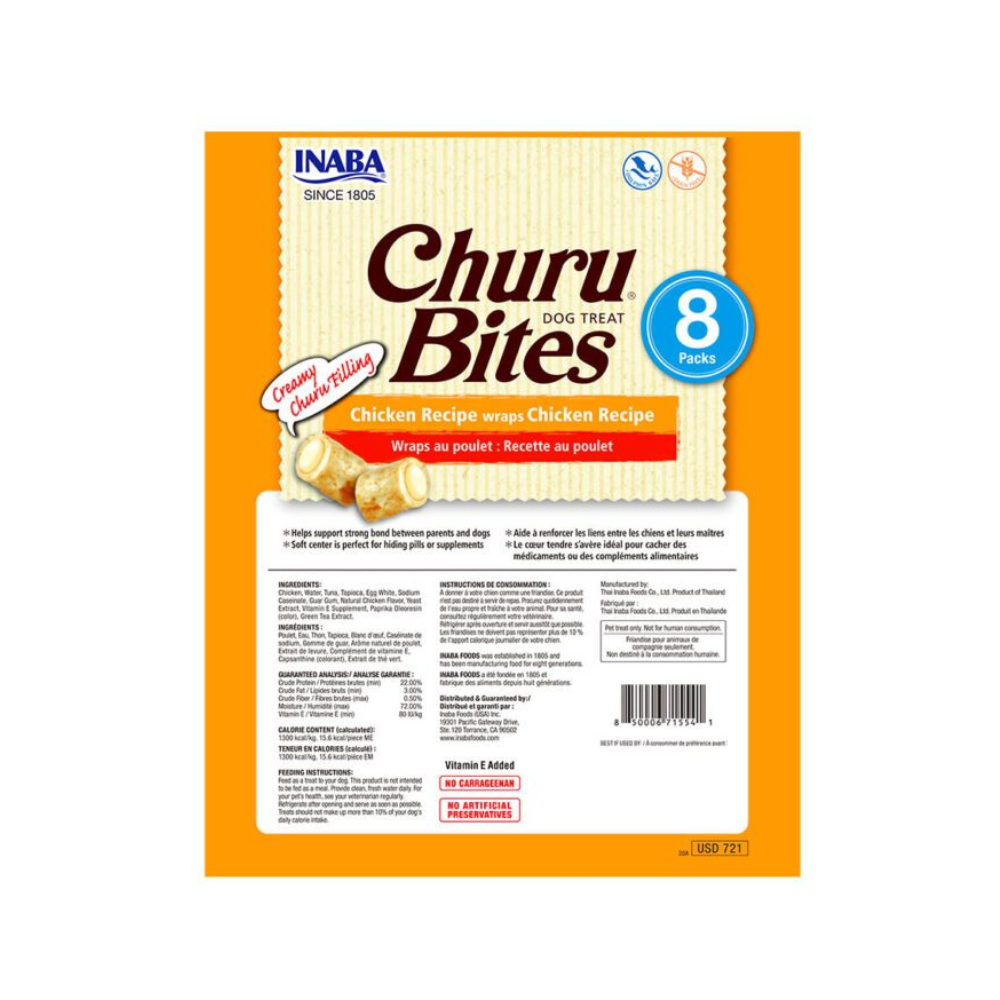 Dog Churu Bites de pollo 96g/12g x8 Sachets Wraps