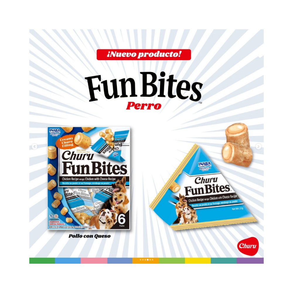 Dog Churu Fun Bites de pollo con queso 132g/22g x6 Sachets