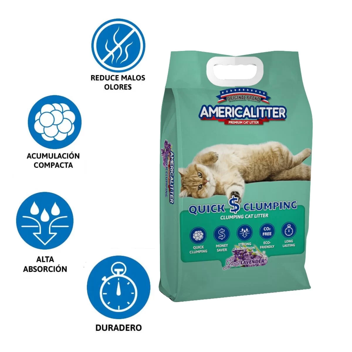 Arena Sanitaria AmericaLitter Quick Clumping Sin Aroma 7kg