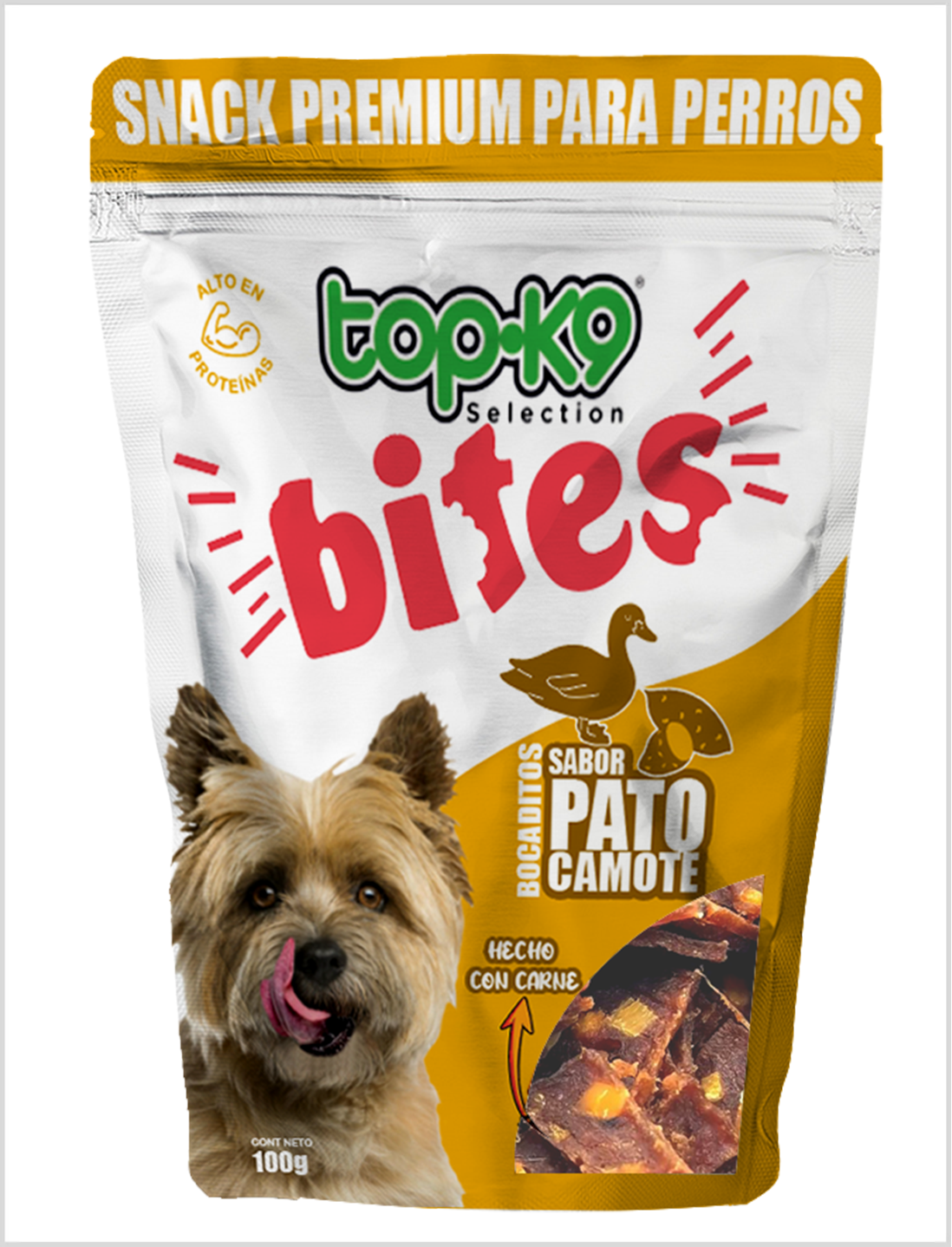 Snack Bites Bocaditos Pato y Camote 100g Para Perros TopK9