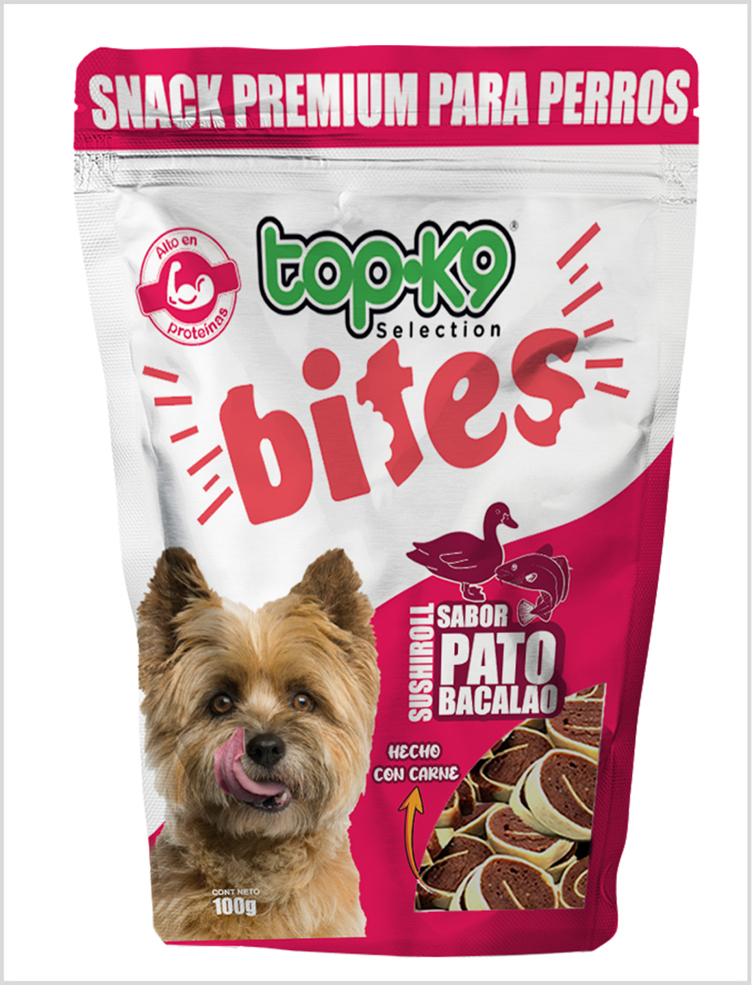 Snack Bites Sushiroll Pato y Bacalao 100g Para Perros TopK9