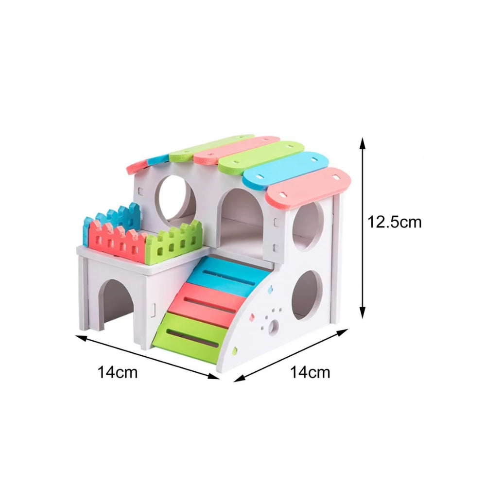 Casa Para Hamster De 2 Niveles Multicolor 14x14x12,5cm