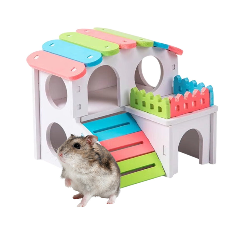 Casa Para Hamster De 2 Niveles Multicolor 14x14x12,5cm