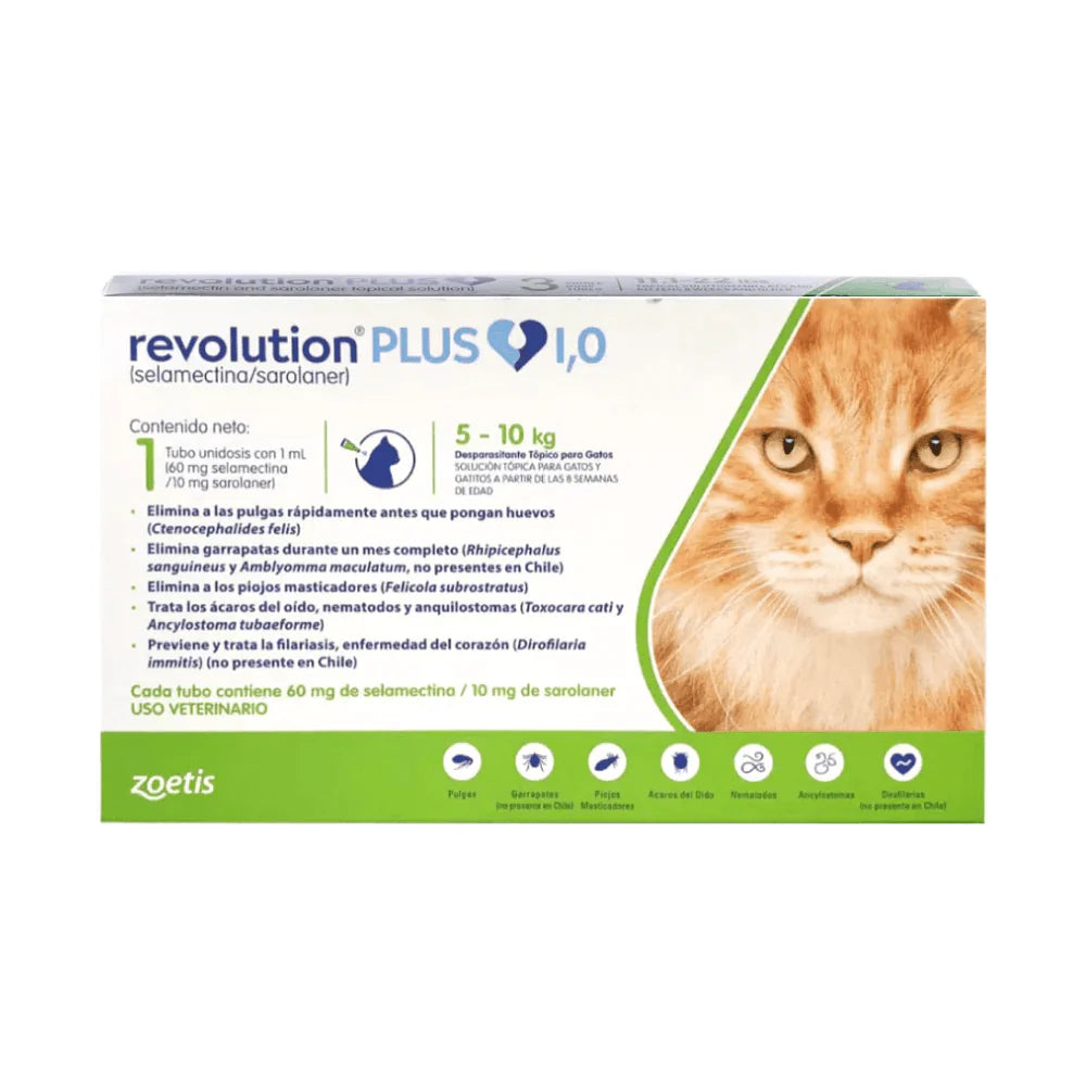 Pipeta Antipulgas Para Gatos Revolution Plus 0.1ml (5 a 10kg)