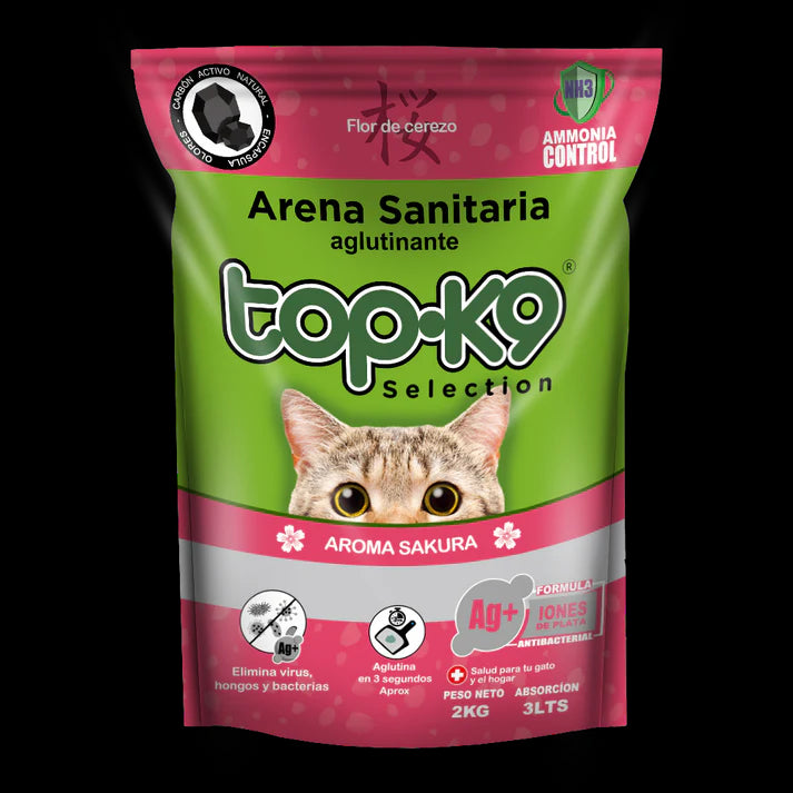 Arena Sanitaria Aglutinante TopK9 10kg con Iones de Plata Sakura