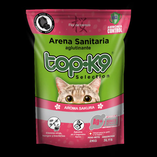 Arena Sanitaria Aglutinante TopK9 10kg con Iones de Plata Sakura