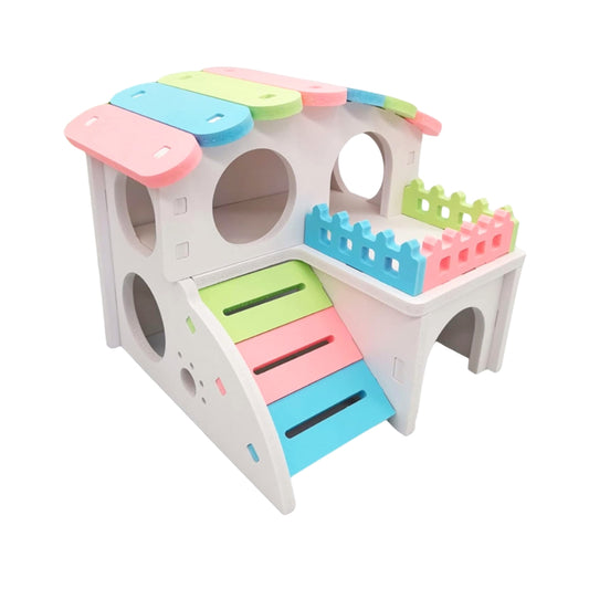 Casa Para Hamster De 2 Niveles Multicolor 14x14x12,5cm