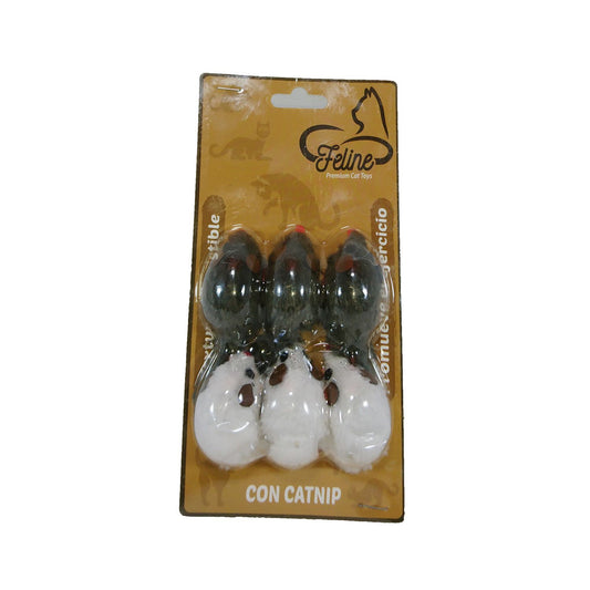 Juguete Feline Ratoncitos Lanudos 6u