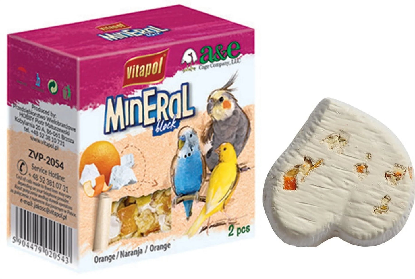 Vitapol Mineral Block For Birds - Orange 40g