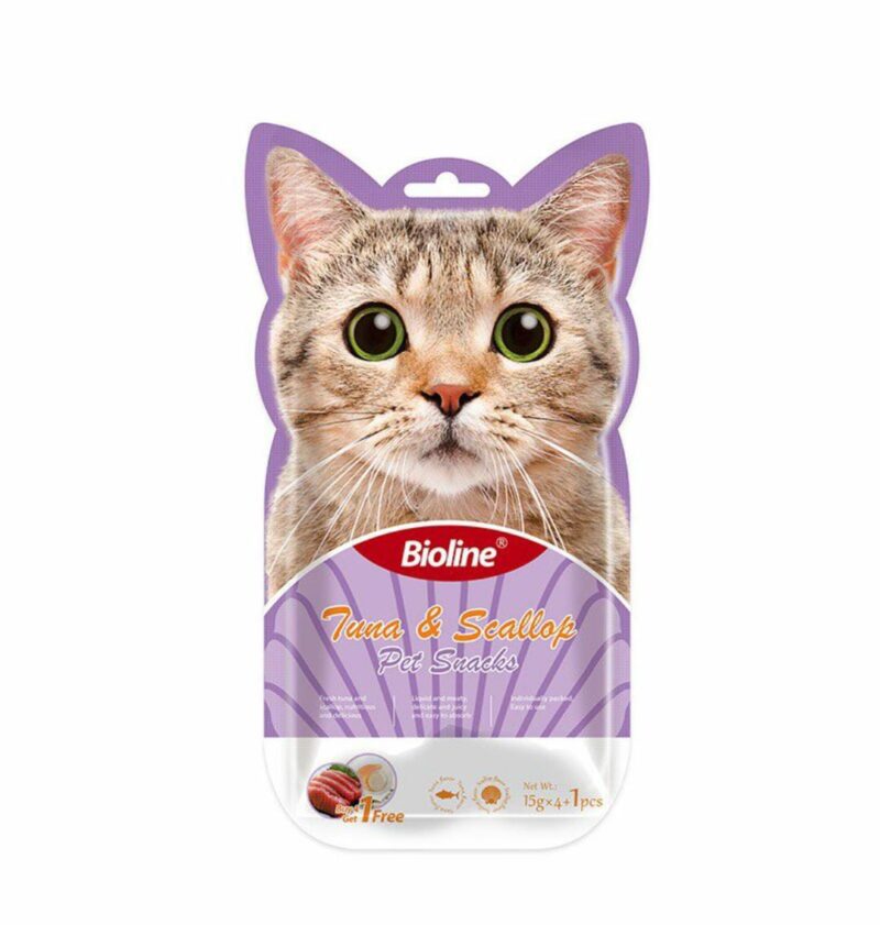 Bioline Snack Cremoso Atun y Ostion 5x15gr