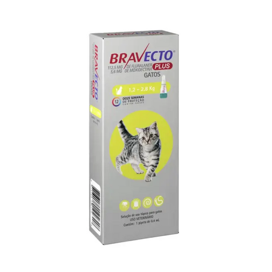 Bravecto Gatos Plus 112,5mg 1,2-2,8kg