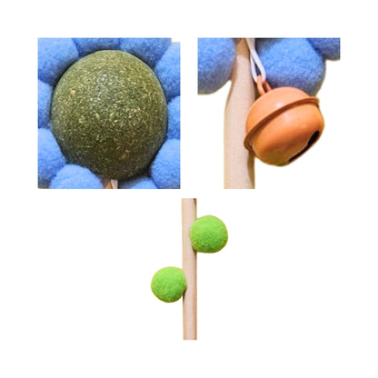 Juguete Para Gatos Varilla Flor Con Bola de Catnip