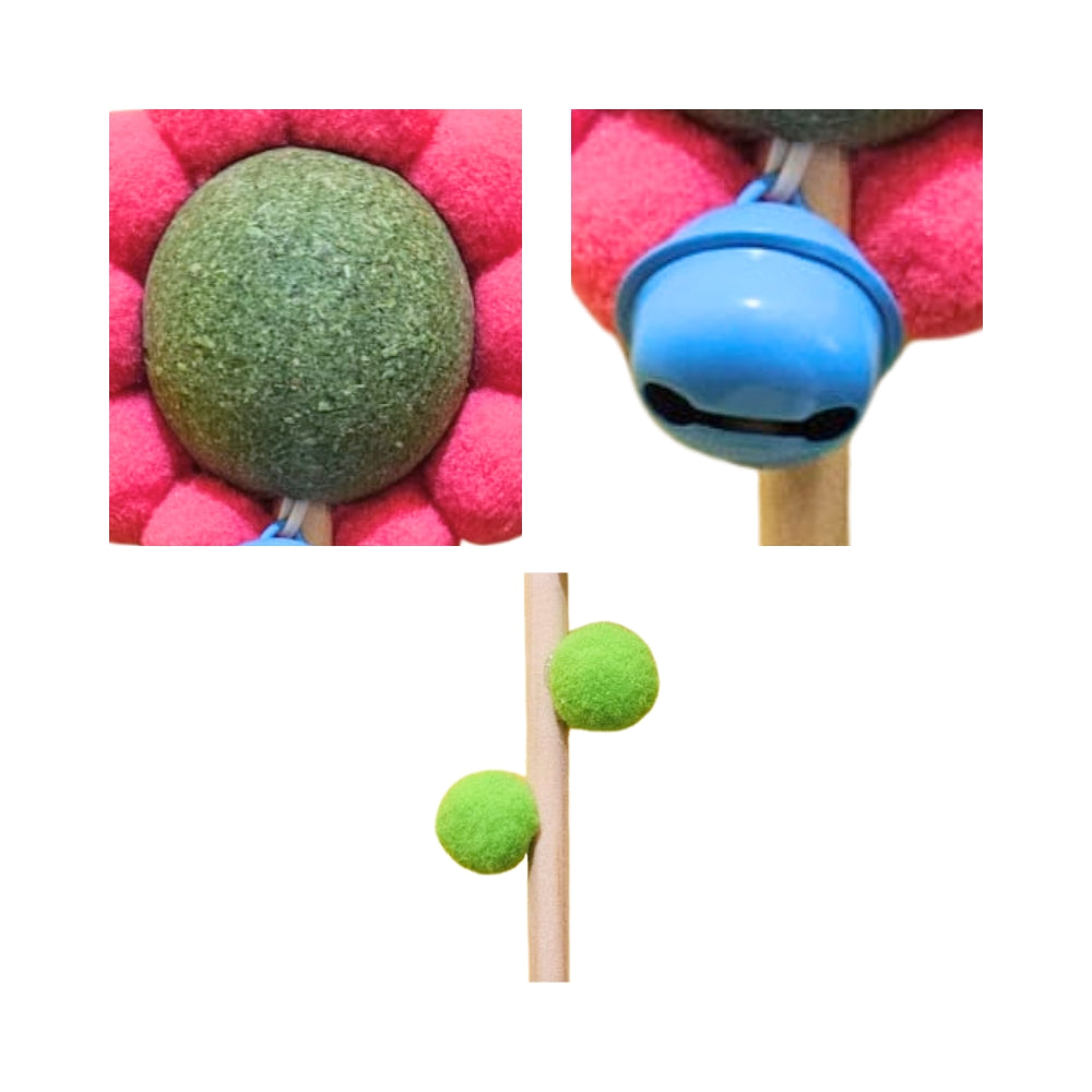 Juguete Para Gatos Varilla Flor Con Bola de Catnip