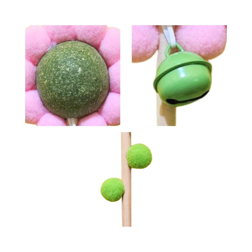 Juguete Para Gatos Varilla Flor Con Bola de Catnip