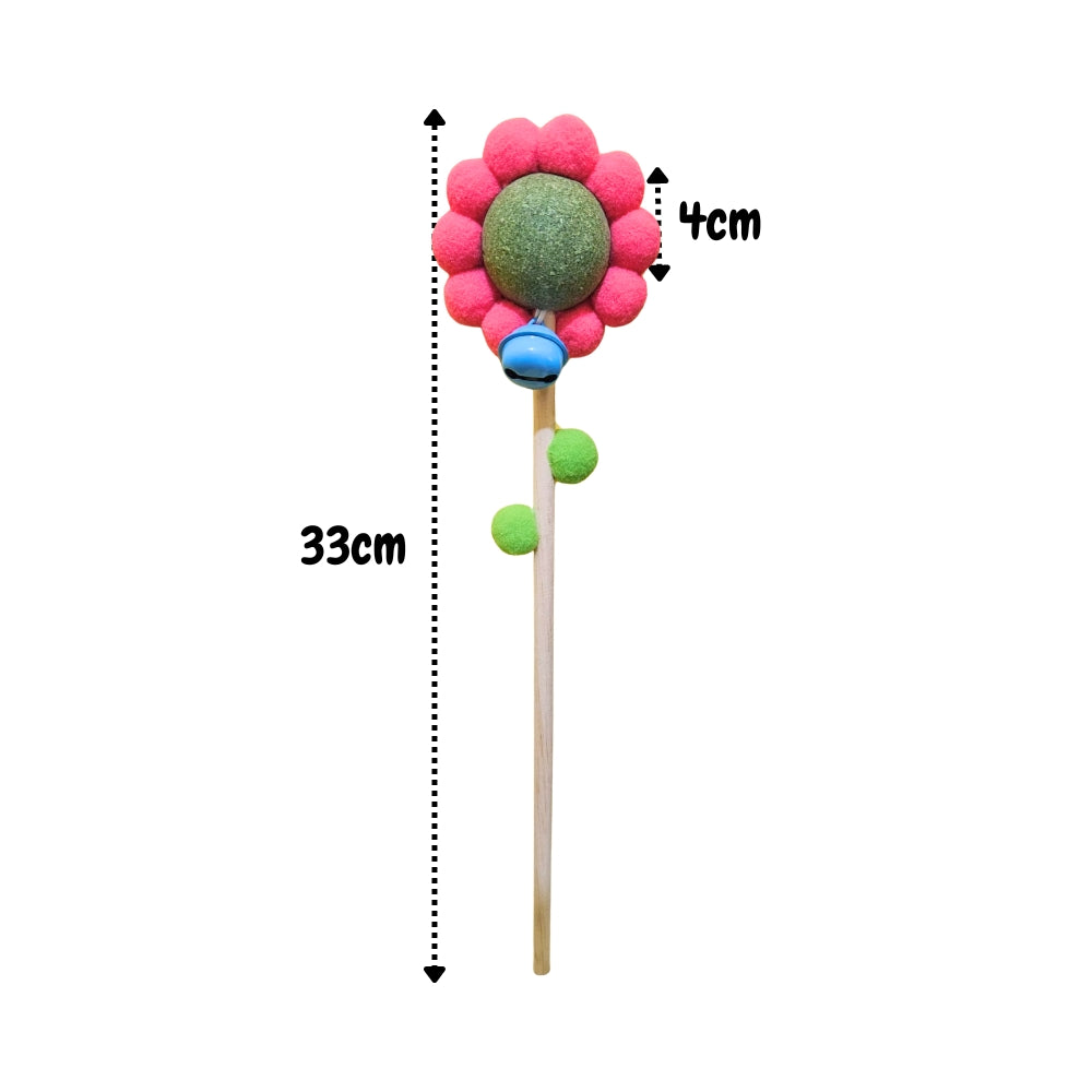 Juguete Para Gatos Varilla Flor Con Bola de Catnip