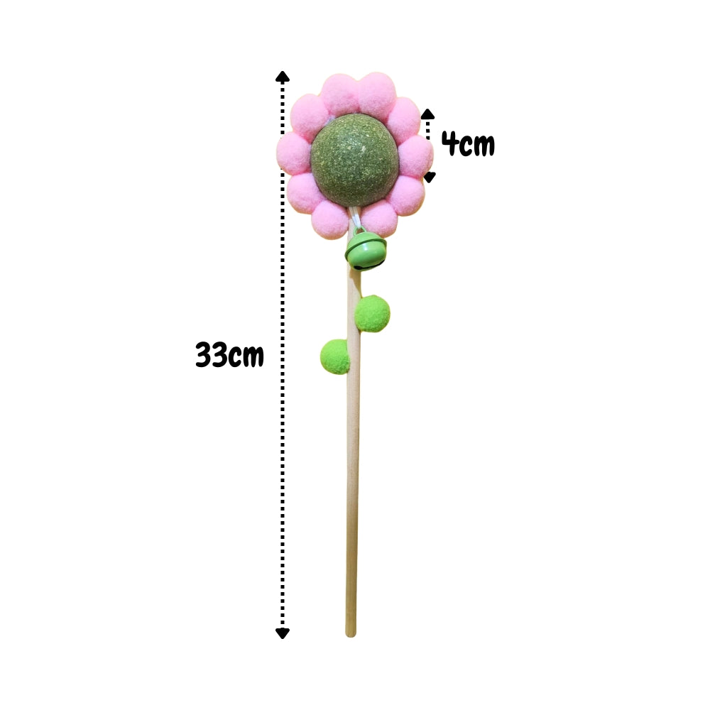 Juguete Para Gatos Varilla Flor Con Bola de Catnip
