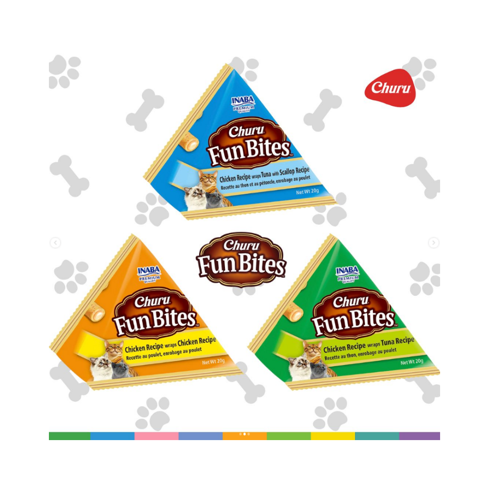 Churu Fun Bites pollo con atún y ostión 60g/20g x3 Sachets