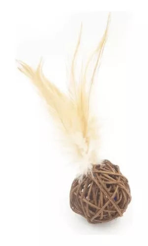 Bola de ratán con plumas (5cm)