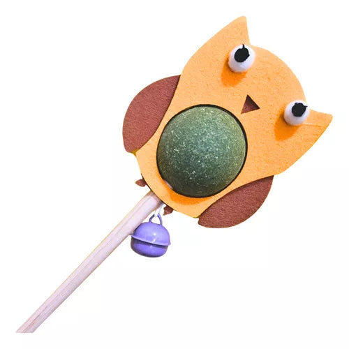 Juguete Para Gatos Varilla Buho Con Bola De Catnip