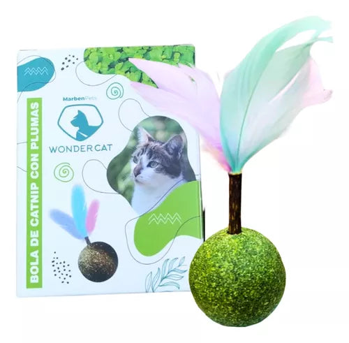Juguete Para Gatos Bola De Catnip Con Plumas