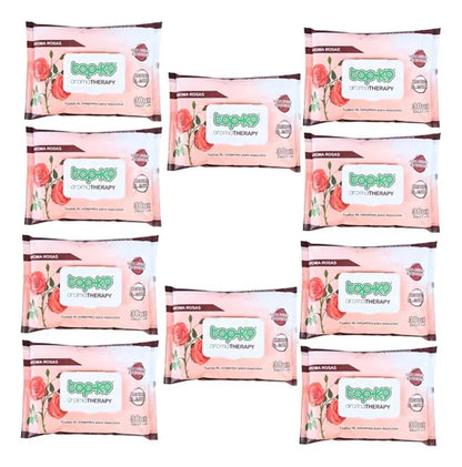 Toallitas Humedas Topk9 Aroma therapy 300u Xl 34x20cm (Rosas)