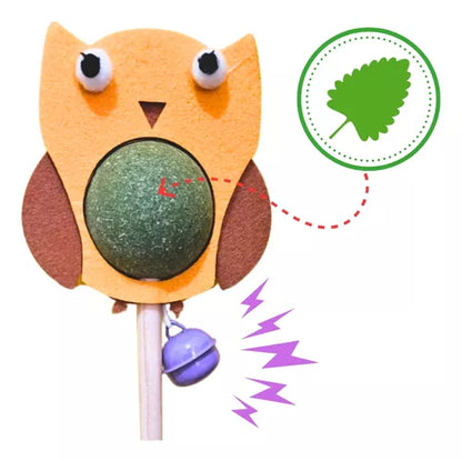 Juguete Para Gatos Varilla Buho Con Bola De Catnip