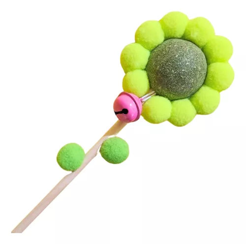 Juguete Para Gatos Varilla Flor Con Bola de Catnip