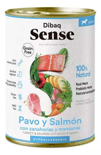 Alimento Humedo Pavo & Salmón Cachorro LATA 380gr - Dibaq Sense