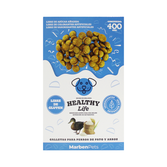 Galletas Para Perro Healthy Life Hipoalergenicas Sabor Pato y Arroz 400g