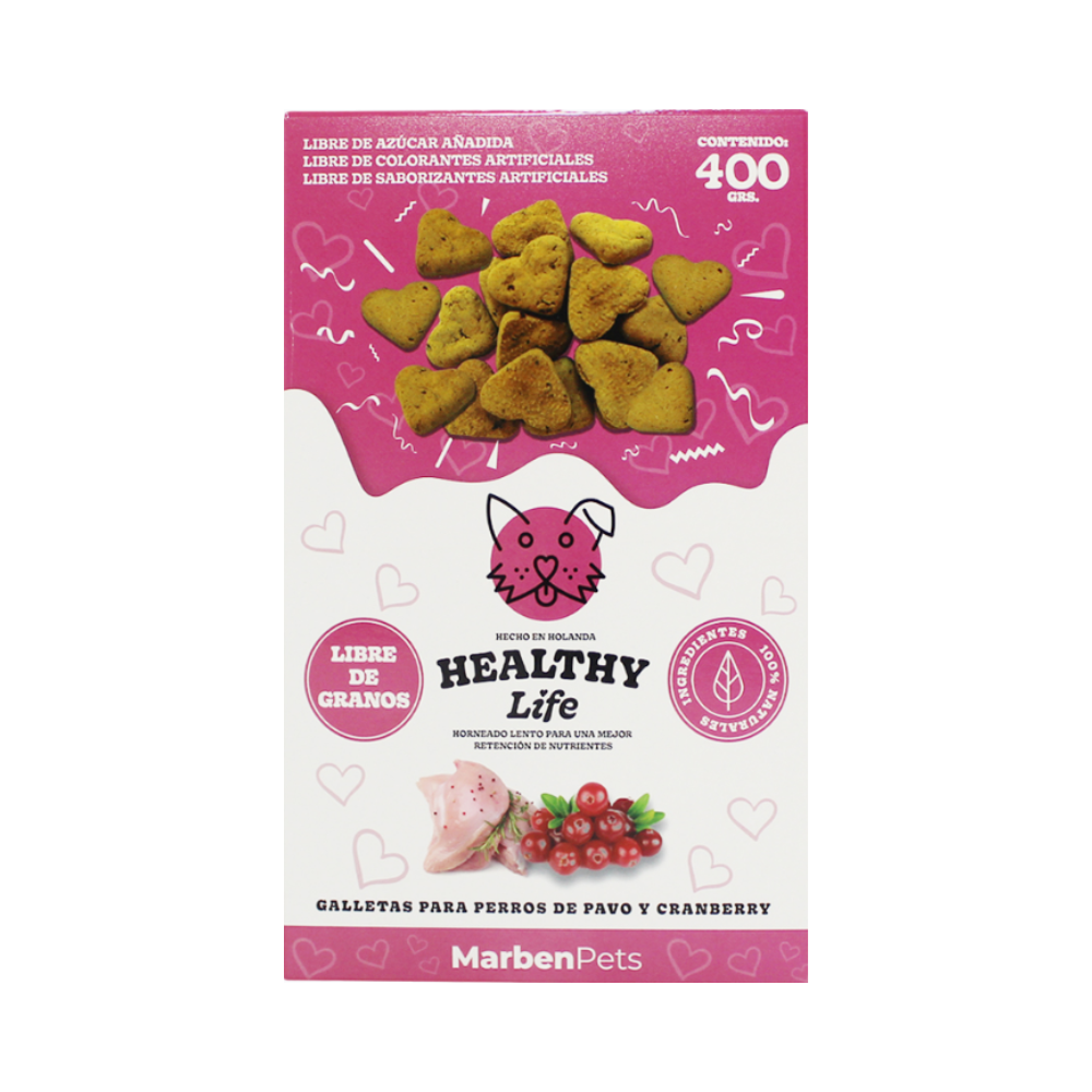 Galletas Para Perro Healthy Life Sabor Pavo y Cranberry 400g