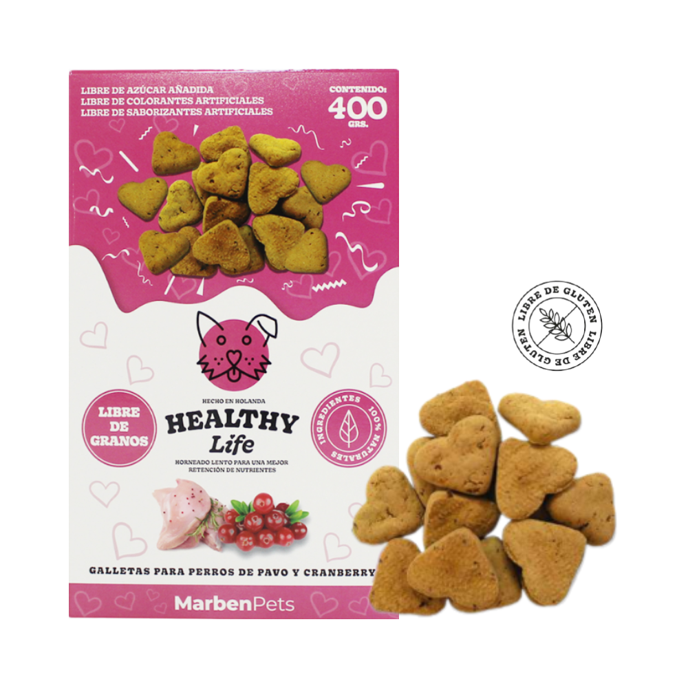 Galletas Para Perro Healthy Life Sabor Pavo y Cranberry 400g