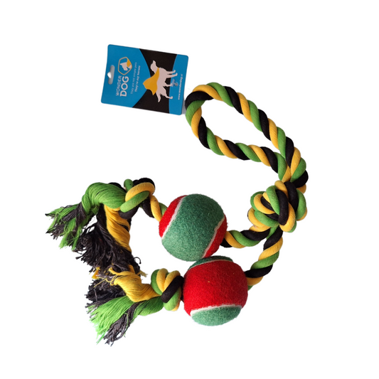 Juguete Wonder Dog Cuerda y 2 Pelotas 45cm
