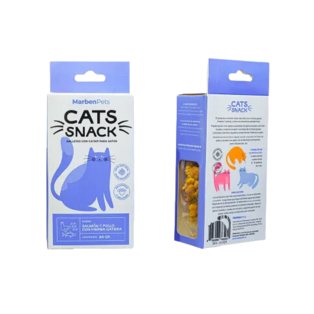 Cats Snack Galletas con Hierba Gatera Salmón y Pollo con Hierba Gatera 80g