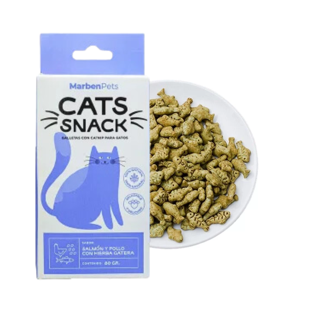 Cats Snack Galletas con Hierba Gatera Salmón y Pollo con Hierba Gatera 80g